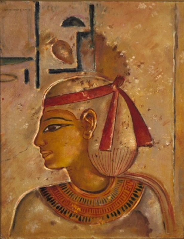 Richly painted relief carvings on the walls of a royal tomb in the Valley of the Kings